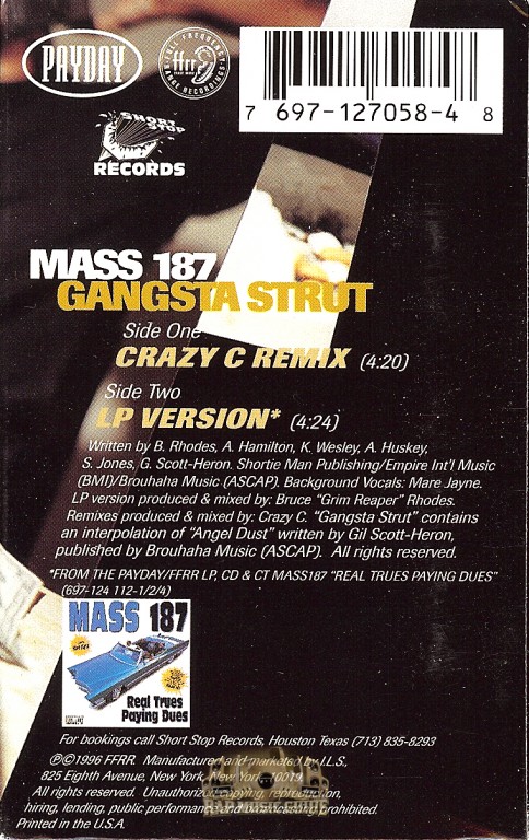 Mass 187 - Gangsta Strut: Cassette Tape | Rap Music Guide